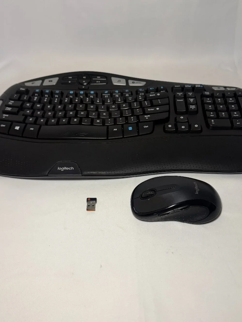 Logitech Wave K350 Keyboard M510 Mouse + USB Unifying Dongle Black Tested Works